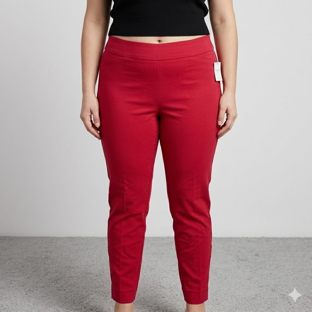 Red WHBM Skinny Ankle Pull On Ankle-Length Pants Size 12 Spandex NWT